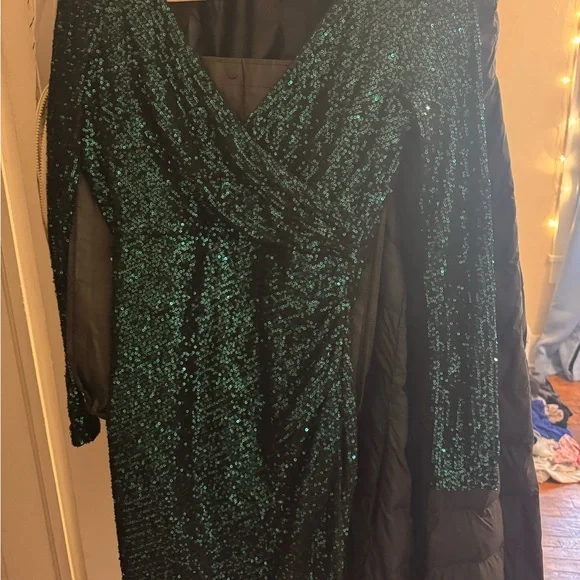 Hello Molly | Dresses | Hello Molly Green Sequin Ruched Wrap Dress |  Poshmark